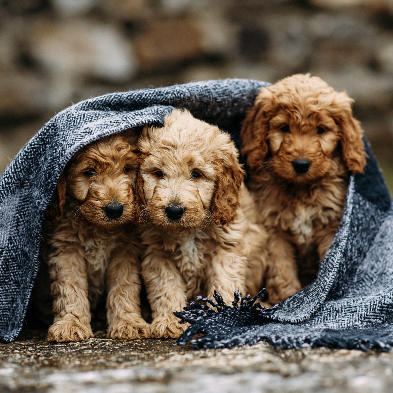 Lakeshore puppies in a blanket