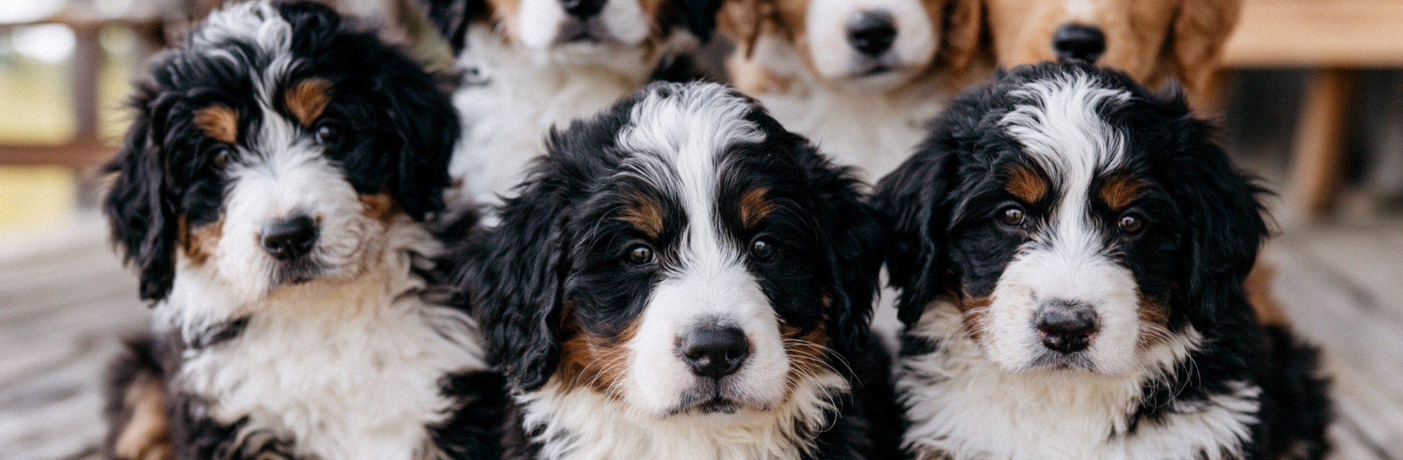 Litter of bernedoodle puppies